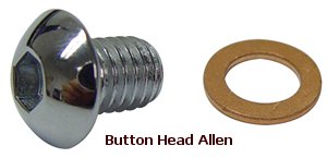 Fr Fork Part Drain Screw Chrome Plated All 35&39Mm 73 / Later Buttonhead W / Brass Washer Colony 9910-4