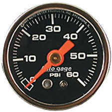 Oil Pressure Gauge Autometer 0-60 Psi Black Face Chrome Bezel 1-1 / 2" Diameter .2173