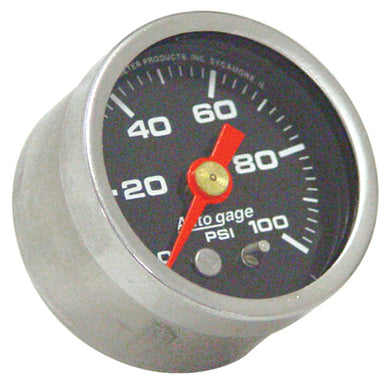 Oil Pressure Gauge Autometer 0-100 Psi Black Face Chrome Bezel 1-1 / 2