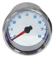Load image into Gallery viewer, Tachometer 8000 Rpm Autometer Custom App White Dial Chrome Plated Bezel And Cup 12 Volt Models .19307