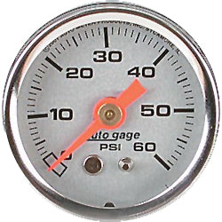 Oil Pressure Gauge Autometer 0-60 Psi Silver Face Chrome Bezel 1-1 / 2" Diameter .2179