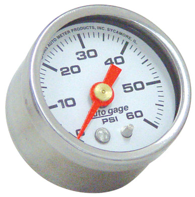 Oil Pressure Gauge Autometer 0-100 Psi White Face Chrome Bezel 1-1 / 2