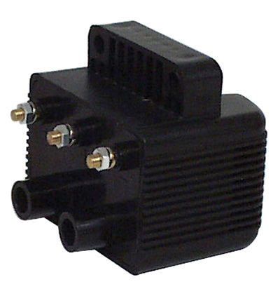 Coil Single Fire 40 000 Volts Big Twin Sportster Uw / Aftermarket Single Fire Ignition 3 Ohms OE Mounting Black
