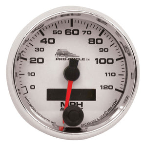 Speedometer Elec-Autometer Cus App 2 5 / 8" Diameter White Dial W / Chrome Plated Bezel / Cup Lcd Odo .19341