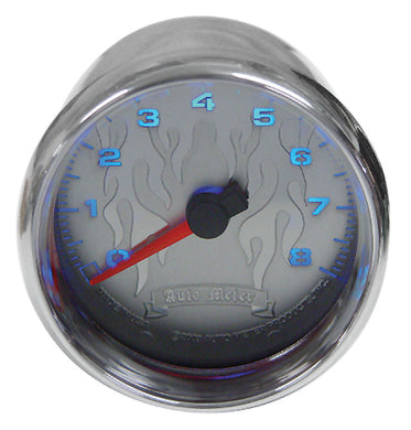 Tachometer 8000 Rpm Autometer Cus App Chrome Flame Dial Chrome Plated Bezel / Cup 12 Volt Models .19309