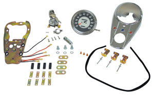 Instrument Panel Kit 3 Light Kit For 2 Pc Fatbob Gas Tank 2:1 Ratio Spdo Ignition Sw & Hrdw