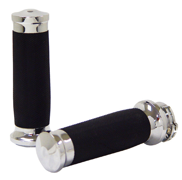 Throttle Control With Grips Chrome Plated Any Model W / Exterior Cable / S Tornado Style Rubber Grip