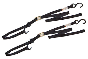 Tie Down Strap Black Buckle 1"Wide 69" Long 4500 Lb Test 3 / 8" Hook Fits 1" Handlebars