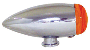 Bullet Marker Light Smooth Amber Lens Single Filament Chrome Plated Die Cast Housing