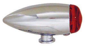 Bullet Marker Light Smooth Red Lens Single Filament Chrome Plated Die Cast Housing