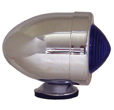 Bullet Marker Light Blue Lens Dual Filament 12 Volt Chrome Plated Housing