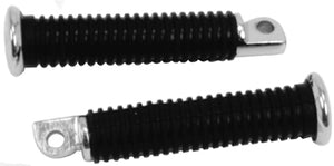 Footrests Stock Style Extended Male Mount 1"Longer Than Stock W / Black Rubber & Chrome Ends