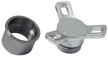 Spinner Gas Cap W / Bung Chrome Plated Flush Weld In For Custom Use Requires 1 13 / 16