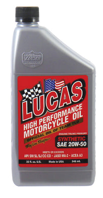 Eng Oil 20W-50 100% Synthetic All Evo & Tc Engines High Perf Meets Jaso Specs MFG#10702