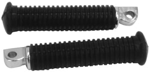 Footrests Stock Style Extended Male Mount 1"Longer Than Stock W / Black Ribbed Rubber
