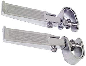 Footrests Custom Ribbed Chrome For Hiway Bars Or Frames W / 1" 1-1 / 4" Clamps Chromed