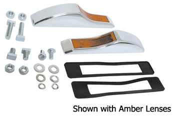 Slick Marker Light Amber Lens Flush Mt With Mounting Hardware Dual Bulbs 12V Chrome Plated Die Cast