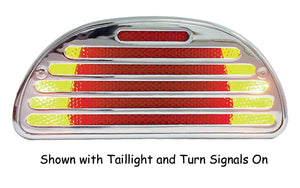 Taillight W / Turn Signals Custom App All Models 12V Mounting Holes 2.5"Ctr...Chrome Plated Billet Alum