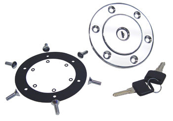 Locking Gas Cap W / Trim Ring Vented For Custom Use Flush Mt Inc Gasket Hardware & Keys Cp