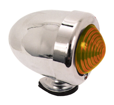 Bullet Marker Light Amber Lens Dual Filament 12 Volt Chrome Plated