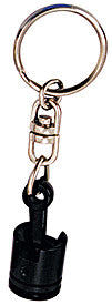 Key Fob Piston With Con Rod Black With Chrome Swivel Chrome Key Ring