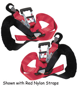 2"Wide Ratchet Tie Downs Red W / Secure Hooks & Sheepskin Soft-Ties 87"Long 32581-S(Red)