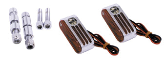 Oval Marker Light W / Side Light Amber Lens Dual 12V Bulb Chromed W / 5 / 16