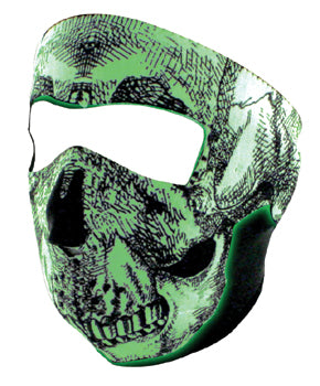 Neoprene Face Mask Black & White Skull Face Glow In The Dark Zanheadgear Wnfm002G