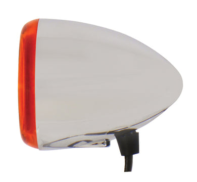 Mini Bullet Turn Signal Chrome Plated Custom Use Amber Lens Replaces HD #69474-07