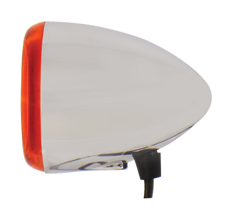 Mini Bullet Turn Signal Chrome Plated Custom Use Amber Lens Replaces HD #69474-07