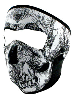 Neoprene Face Mask Black & White Skull Face Full Face Zanheadgear Wnfm002