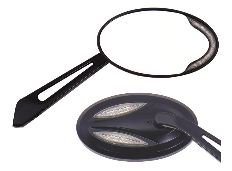 Mirrors W / Led Signals Black Fits All Models Leds On Front & Back Of Head