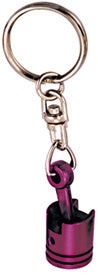 Key Fob Piston With Con Rod Purple With Chrome Swivel Chrome Key Ring