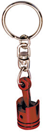 Key Fob Piston With Con Rod Red With Chrome Swivel Chrome Key Ring