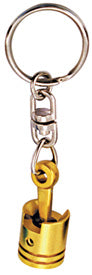 Key Fob Piston With Con Rod Gold With Chrome Swivel Chrome Key Ring