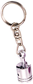 Key Fob Piston With Con Rod Silver With Chrome Swivel Chrome Key Ring