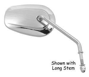 Tapered Mirror Right Chrome Fits All Models 1965 / Later* Short Stem Replaces HD 91840-03B