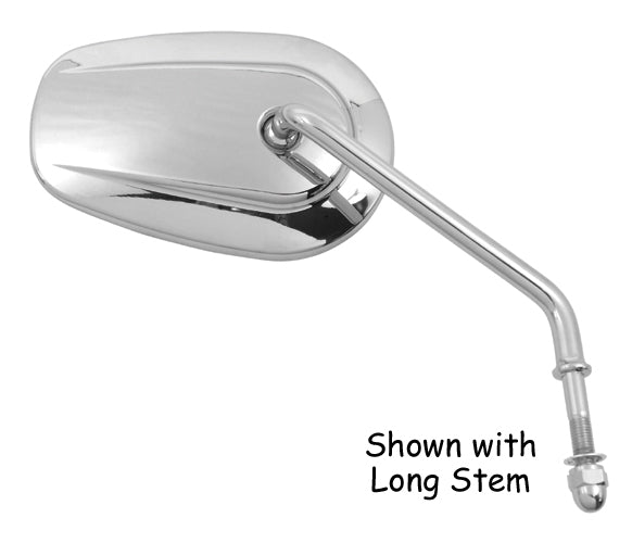 Tapered Mirror Right Chrome Fits All Models 1965 / Later* Short Stem Replaces HD 91840-03B