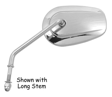 Tapered Mirror Left Chrome Fits All Models 1965 / Later* Short Stem Replaces HD 91845-03B