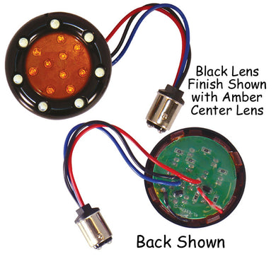 Led Turn Signal Lens Chrome Custom Use Amber Center White Ring