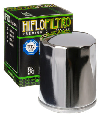 Oil Filter Hiflofiltro Chrome Big Twin 5Spd 80 / 98(Except Dyna)St 84 / 99 Sportster L84 / Later Replaces HD 63796-77A