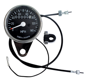 Custom Speedometer Kit FX Fxr 73 / 90 Sportster 73 / 90 W / Fr Whl Drv Stainless Steel Case Chrome Plated Hrdw