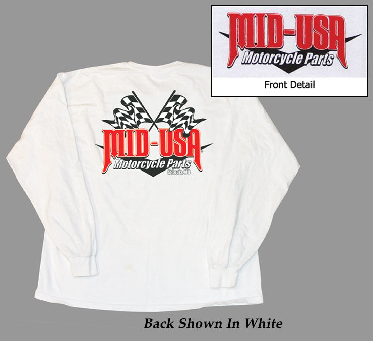 Shirt Tee Long Sleeve Black 100% Cotton XX-Large MID-USA Logo