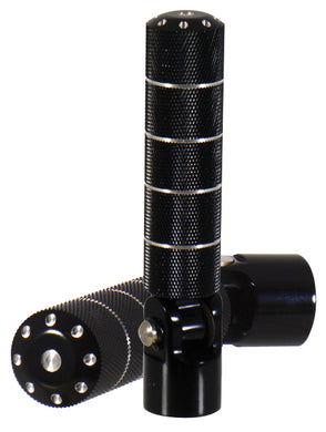 Billet Knurled Footrests Black For Custom Use 3 / 8-16 Mount Holes