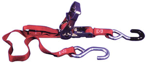 Tie Down Strap Black Ratchet 1"Wide 69" Long 4500 Lb Test 3 / 8"Hook Fits 1"Handlebars
