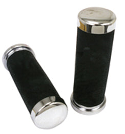 Handlebar Grips Textured Foam Any Model W / Exterior Th.Cable W / Plain Chrome End Caps
