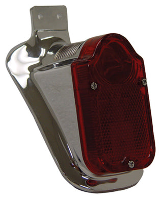 Tombstone Taillight W / 12V Bulb Fits Big Twin 47 / 54 & Custom Fenders Features Wrap-Around Lens Cp