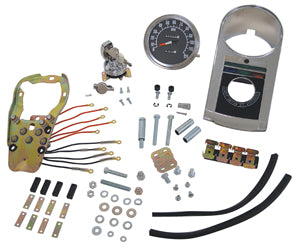 Instrument Panel Kit Late Type Kit For 2 Pc Fatbob Gas Tank 2:1 Ratio Spdo Ignition Sw & Hrdw