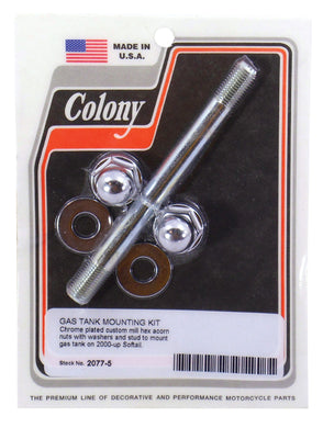 Gas Tank Mounting Kit Chrome Plated Fits Softail 2000 / Later* Acorn Style Colony MFG#2077-5