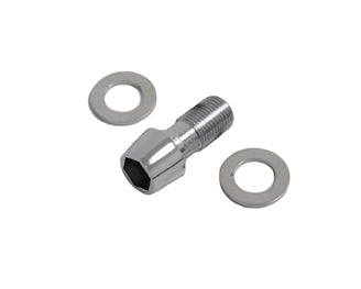 Brake Part Banjo Bolt Assembly 10Mm 3 / 8-24 Thread W / 2 Washers Chrome Plated Chrome Allenhead 2191-3